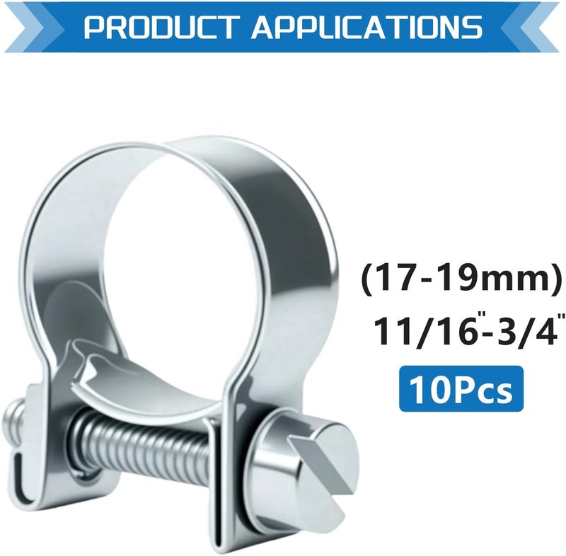 JTAREA 17-19MM Fuel Injection Hose Clamps 11/16"-3/4" Gas Line Clamps Pipe Clamp for Automotive Diesel Petrol Pipes - Image 2